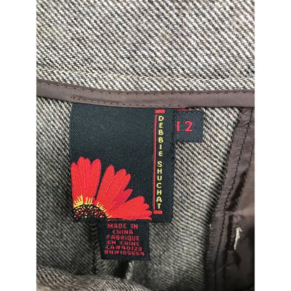 Debbie Shuchat Wool Blend Twill Boho Wide Leg Pant 12 Brown NEW - Picture 5 of 6